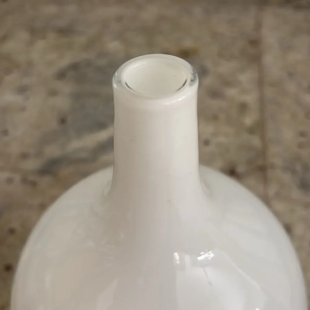 IKEA White Salong Vase Hand Blown Glass Swedish Modern